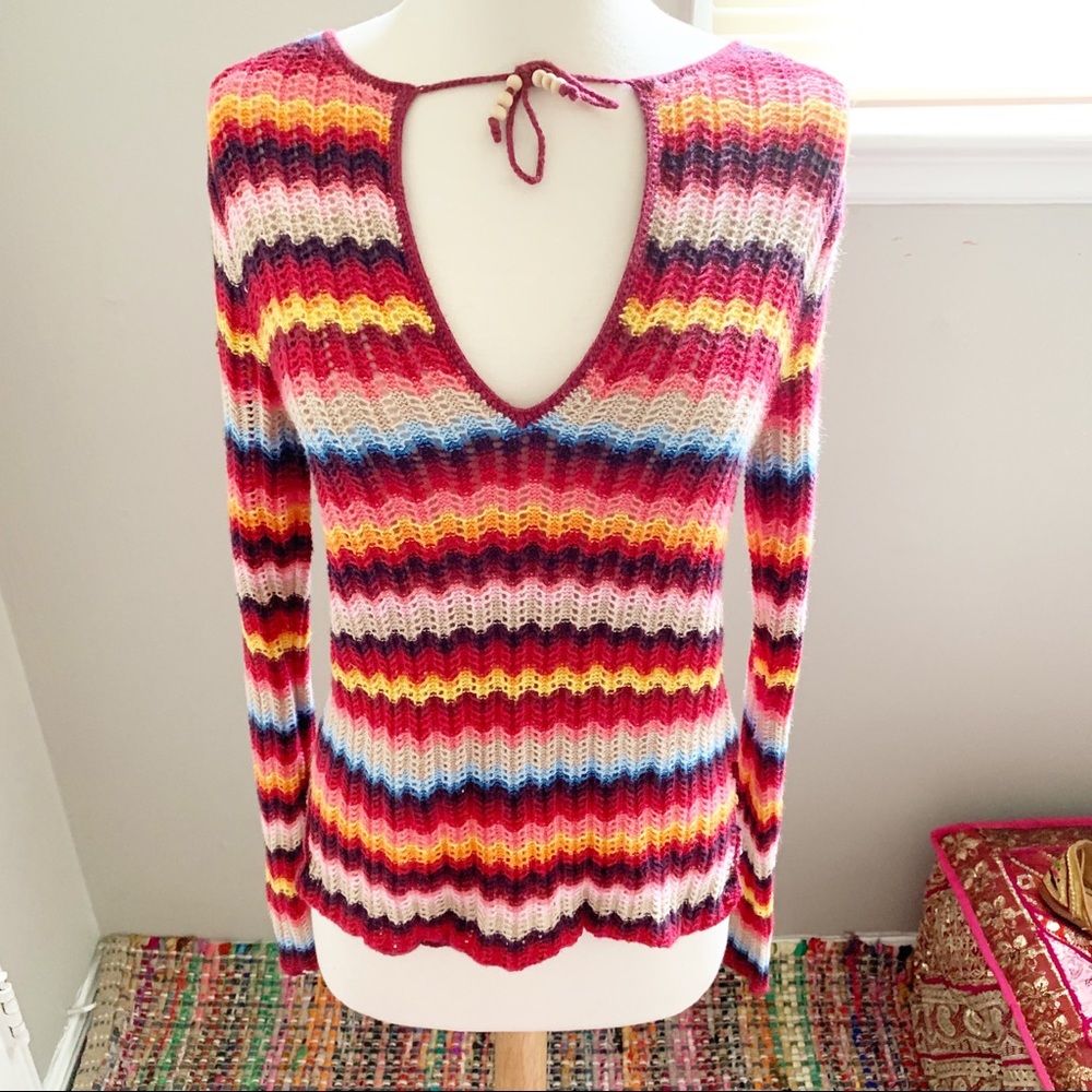 Vintage Hollister Crochet Multicolor Sweater